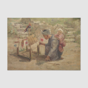 Japans jongetje bouwt Man-of-War door Arter Tissuepapier