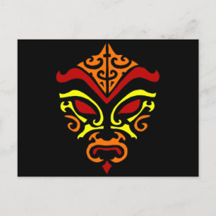 Japans Kabuki Masker Tribal Oranje Makeup Briefkaart
