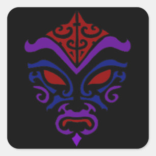 Japans Kabuki Masker Tribal Paarse Makeup Vierkante Sticker