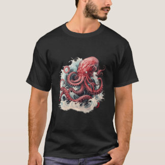 Japans Kanagawa Wave Octopus T - shirts Graphi