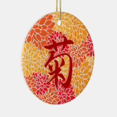 Japans Kanji Kiku's chrysant Keramisch Ornament (Rechts)