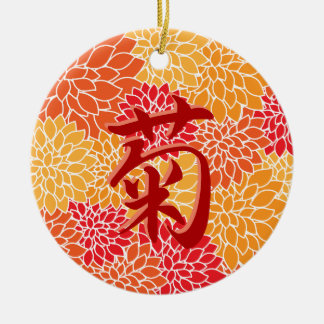 Japans Kanji Kiku's chrysant Keramisch Ornament
