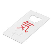 Japans Kanji Symbool voor gedistilleerde drank Kredietkaart Flessenopener (Voorkant Gekanteld)
