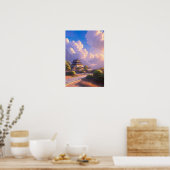 Japans kasteel in Dusk Poster (Keuken)