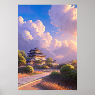 Japans kasteel in Dusk Poster