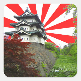 Japans kasteel vierkante sticker