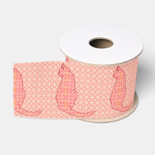 Japans kat - koraal Oranje batik Grosgrain Lint