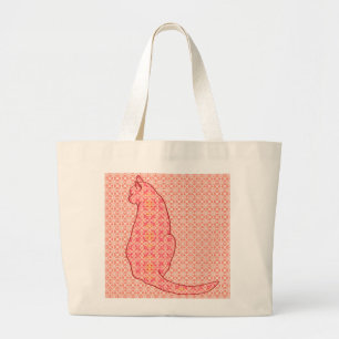 Japans kat - koraal Oranje batik Grote Tote Bag