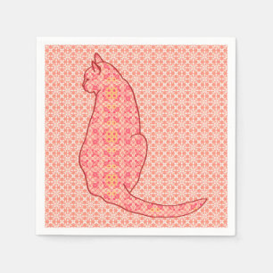 Japans kat - koraal Oranje batik Servet