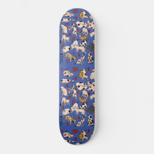 Japans kat Woodblock ukiyo-e  Kat Skateboard