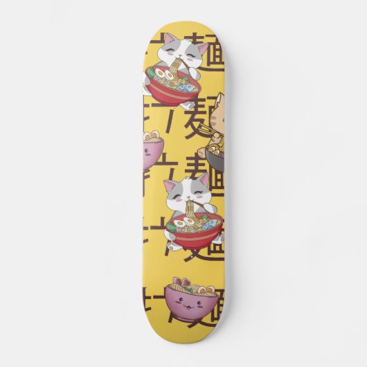 Japans Kawaii Anime Cat Ramen Noodles Skateboard (Voorkant)