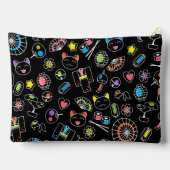 Japans Kawaii Doodles op zwart Monogram Initialen Etui (Achterkant)