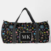 Japans Kawaii Doodles op zwart Monogram Initialen Plunjezak (Voorkant)