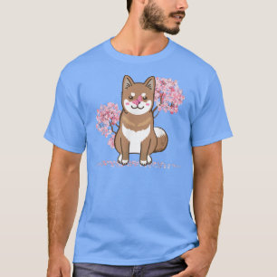 Japans Kawaii Sakura Cherry Blossom Shikoku Dog T-shirt