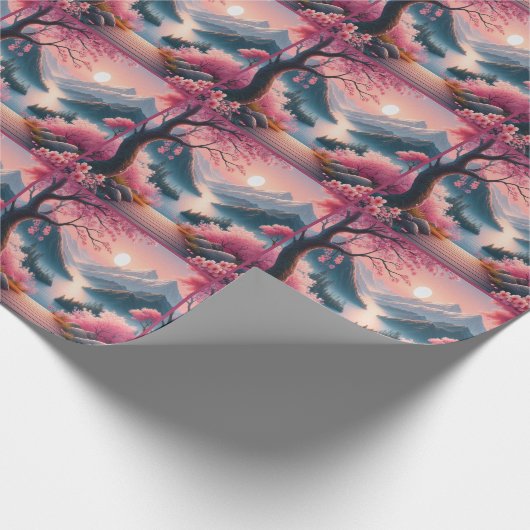Japans Kersenbloesem Mountain Forest Landschap Cadeaupapier (Hoek)