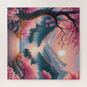 Japans Kersenbloesem Mountain Forest Landschap Legpuzzel (Horizontaal)