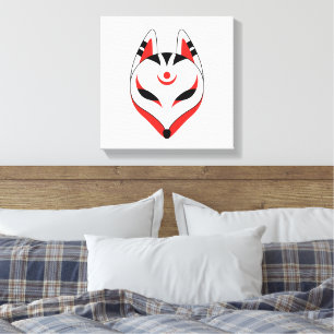 Japans keusune fox-masker canvas afdruk