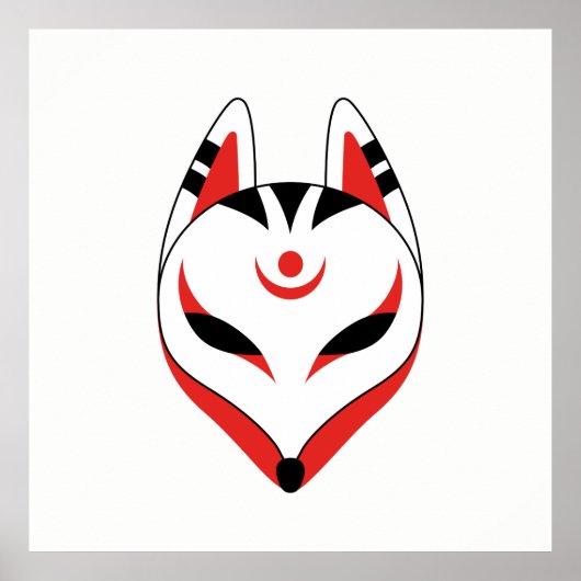 Japans keusune fox-masker poster (Voorkant)