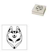 Japans keusune fox-masker 	rubberstempel (Gestempeld)