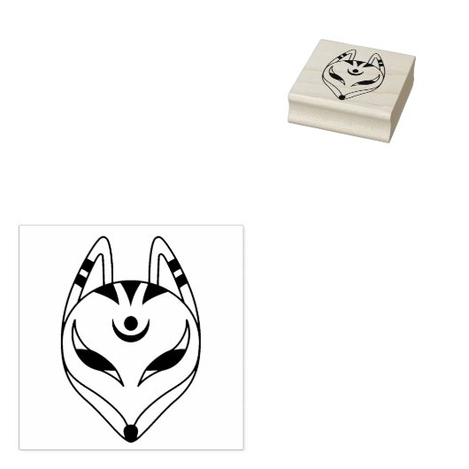Japans keusune fox-masker 	rubberstempel (Gestempeld)