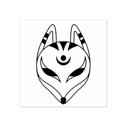 Japans keusune fox-masker 	rubberstempel (Afrduk)