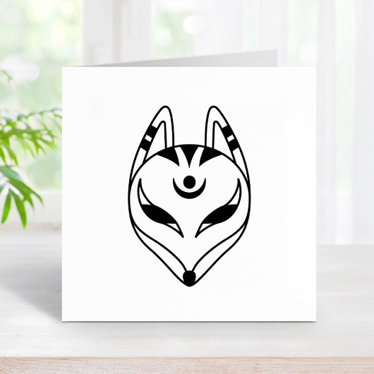 Japans keusune fox-masker 	rubberstempel