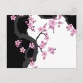 Japans Kimono Black en White Pink Sakura Briefkaart (Voorkant)