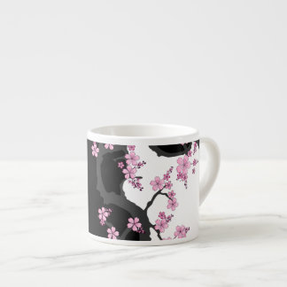 Japans Kimono Black en White Pink Sakura Espresso Kop