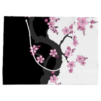 Japans Kimono Black en White Pink Sakura Groot Cadeauzakje