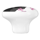 Japans Kimono Black en White Pink Sakura Keramische Knop (Zijkant)