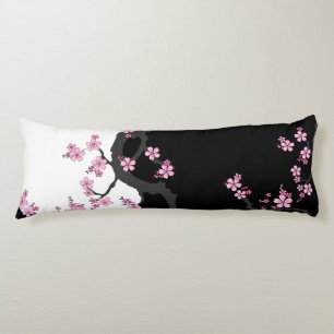 Japans Kimono Black en White Pink Sakura Lichaamskussen
