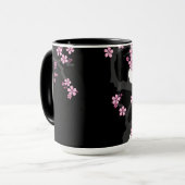 Japans Kimono Black en White Pink Sakura Mok (Voorkant links)