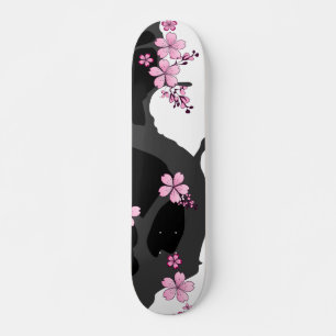 Japans Kimono Black en White Pink Sakura Skateboard
