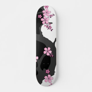 Japans Kimono Black en White Pink Sakura Skateboard