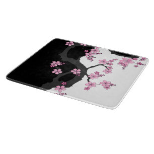 Japans Kimono Black en White Pink Sakura Snijplank