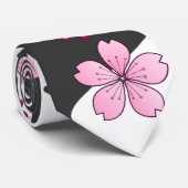 Japans Kimono Black en White Pink Sakura Stropdas (Opgerold)