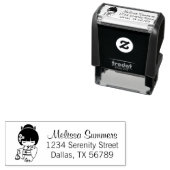 Japans Kimono-meisje Zelfinktende Stempel (In situ)