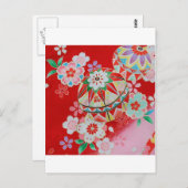Japans KIMONO textiel, Floral Pattern Briefkaart (Voorkant / Achterkant)