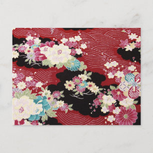 Japans KIMONO textiel, Floral Pattern Briefkaart