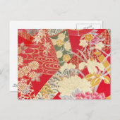 Japans KIMONO textiel, Floral Pattern Briefkaart (Voorkant / Achterkant)