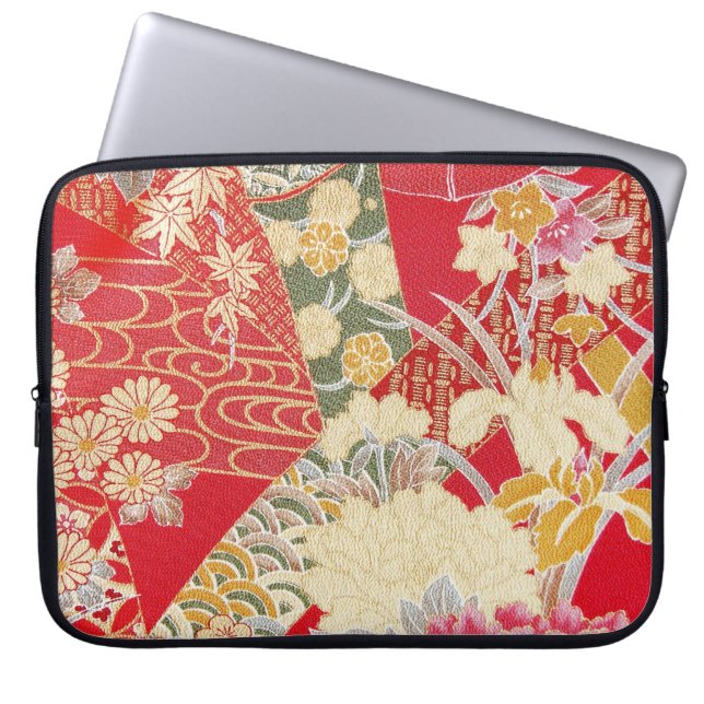 Japans KIMONO textiel, Floral Pattern Laptop Sleeve (Voorkant)