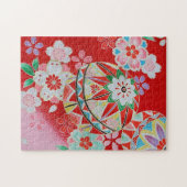 Japans KIMONO textiel, Floral Pattern Legpuzzel (Horizontaal)