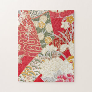 Japans KIMONO textiel, Floral Pattern Legpuzzel