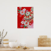 Japans KIMONO textiel, Floral Pattern Poster (Keuken)