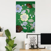 Japans KIMONO textiel, Floral Pattern Poster (Thuiskantoor)