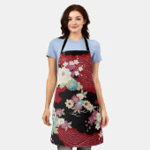 Japans KIMONO textiel, Floral Pattern Schort (Gedragen)