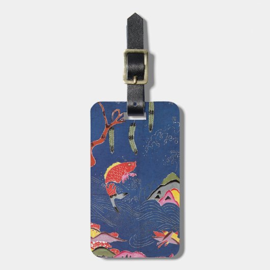  Japans Kimono Textile (Bingata) Bagagelabel (Voorkant verticaal)