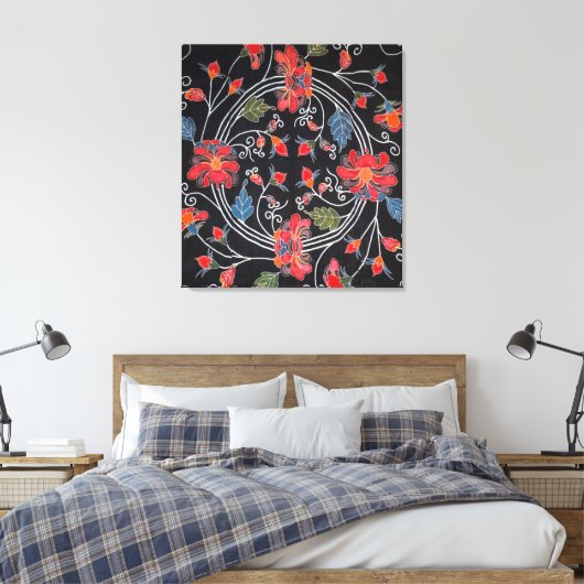  Japans Kimono Textile (Bingata) Canvas Afdruk (Insitu (Slaapkamer))