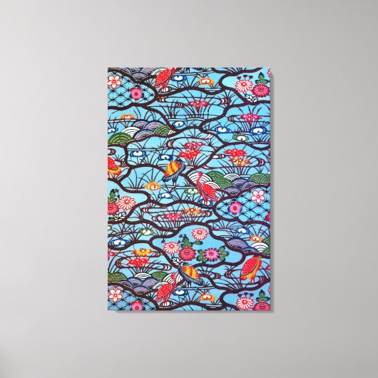 Japans Kimono Textile (Bingata) Canvas Afdruk (Voorkant)