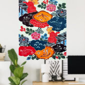  Japans Kimono Textile (Bingata) Poster (Thuiskantoor)